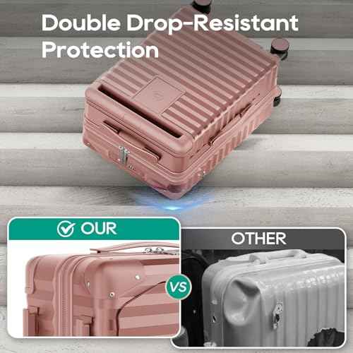 20 Inch Carry on Luggage with Front Pocket and Cup Holder