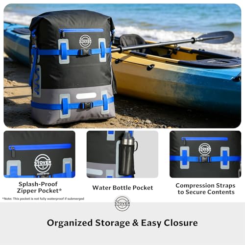 30/40/55L Waterproof Dry Backpack & Phone Case - 2XL Floating Dry Bag for Kayaking, Travel, Hiking, Fishing, Camping, Motorcycles & Beach, Heavy-Duty Roll Top Men/Women (Black/Grey/Blue)