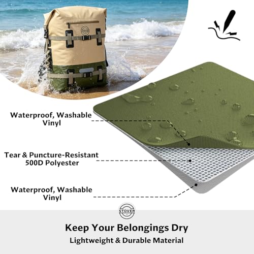 30/40/55L Waterproof Dry Backpack & Phone Case - 2XL Floating Dry Bag for Kayaking, Travel, Hiking, Fishing, Camping, Motorcycles & Beach, Heavy-Duty Roll Top Men/Women (Tan/Army Green/Brown)