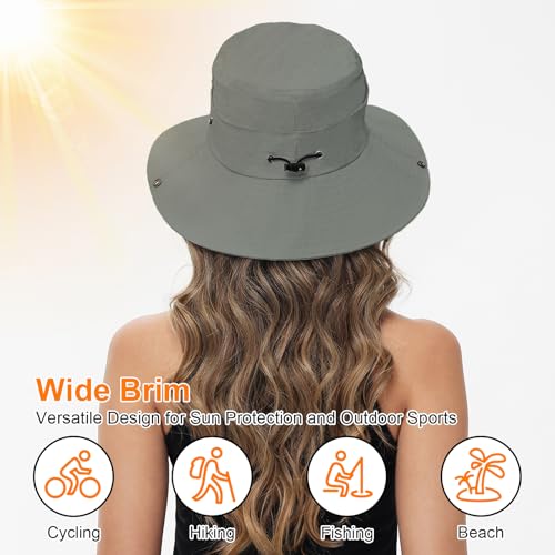 Sun Hats for Women Bucket Hat UV Protection Fishing Hat Wide Brim Safari Hats 2 in 1 Zip