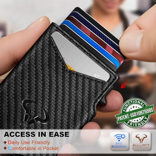 Men Slim Leather Wallet Metal Case Money Clip