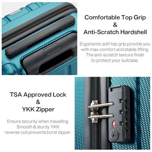 14 Inch Underseat Carry On Luggage with Wheels Hard Shell Suitcases Carry On Bag Lightweight Small Mini Suitcase Tsa Luggage for Travel. Caribbean Blue