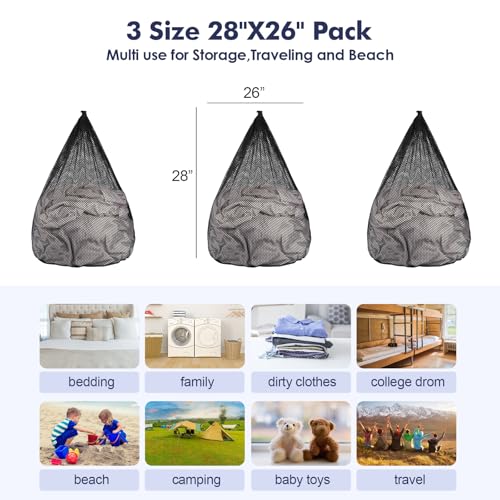 3Pcs Mesh Laundry Bags Washing Machine Mesh Wash Bags Jumbo for Delicates Clothes (3 Count)
