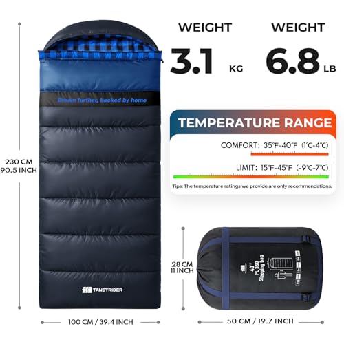 Cotton Flannel XXL Sleeping Bags for Adults Cold Weather Camping Sleeping Bag for Adults Kids Teens with Compression Sack