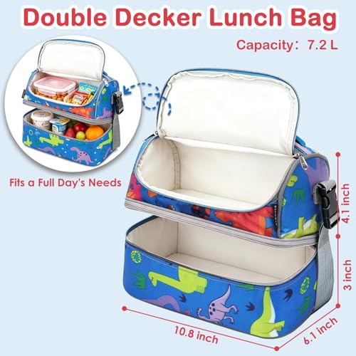 Kids Double Decker Cooler Insulated Lunch Bag Large Tote for Boys