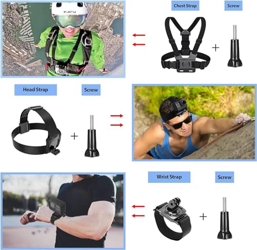 Action Camera Accessories Kit for GoPro Hero 13 12 11 10 9 Black (65 Count)