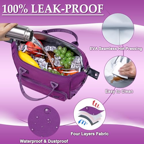 Purple Lunch Box for Women Insulated Lunch Bag Fits Bento Boxes