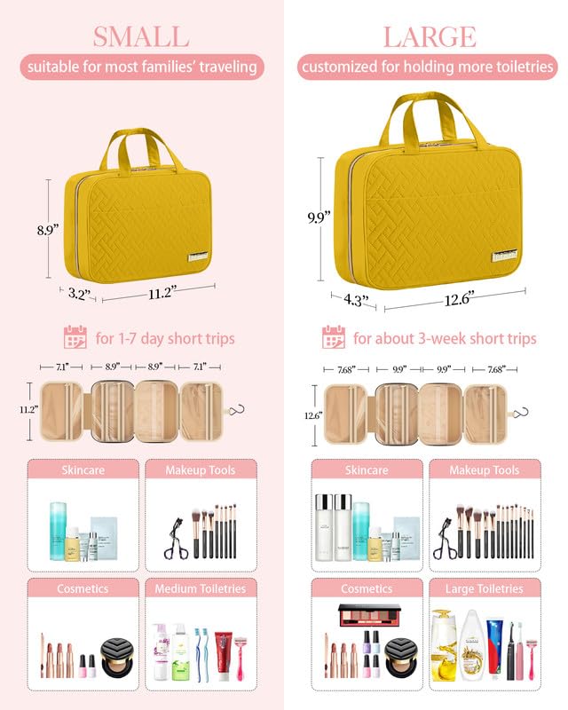 Hanging Travel Toiletry Bag Women Men Essentials Yellow