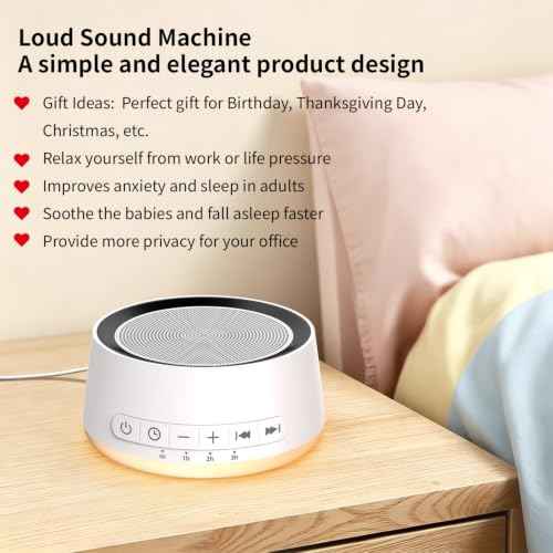 Sound Machine Night Light White Noise Machine with 30 Soothing Sounds 12 Colors Night Light Sleep Machine for Baby Kids Adults Brown Pink Nosie Machine with 32 Volume Levels for Office Home Travel