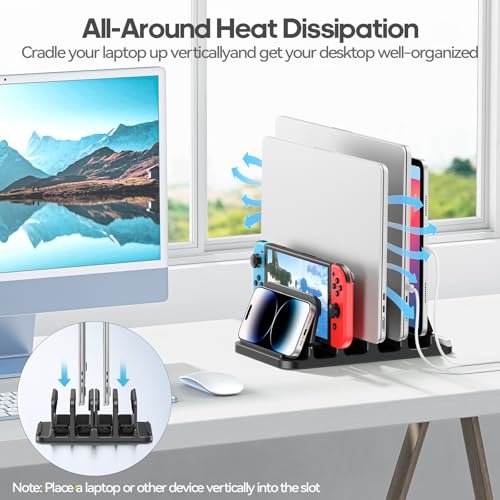 4 Slot Vertical Laptop Stand with Gravity Locking (6 Count)