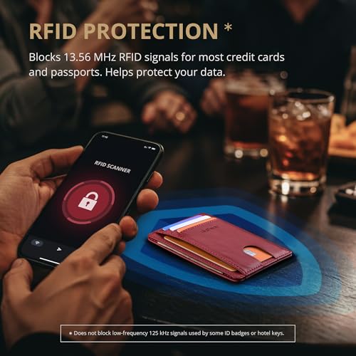 Slim Minimalist Front Pocket RFID Blocking Leather Wallets for Men and Women