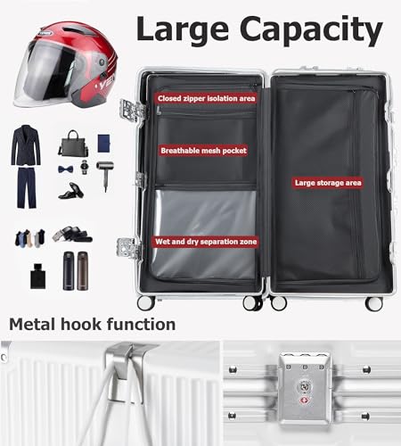 Super Large Aluminum Frame Checked Zipperless Luggage