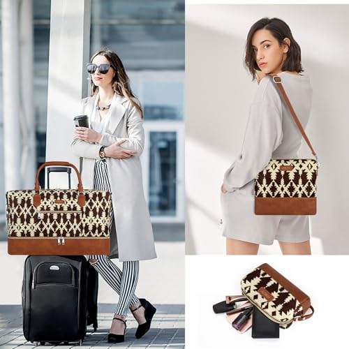 Weekender Bag for Women 21.5" Travel Duffel Large Carry On Bag 3PCS (3 Count)