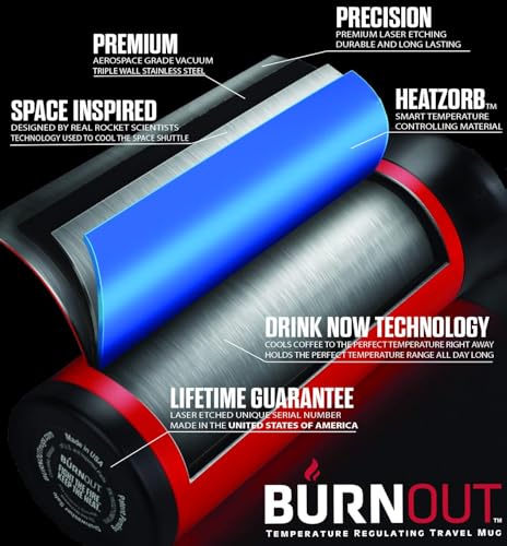BURNOUT Temperature Regulating Travel Mug 16 oz All Black
