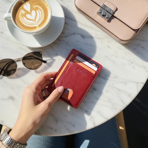 Slim Minimalist Front Pocket RFID Blocking Leather Wallets for Men and Women