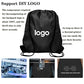 10Pcs Black Drawstring Backpack Bags Sack Pack Cinch Tote Sport Bulk Storage Polyester Bag for Gym Traveling (10 Count)