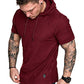 Mens Fashion Hoodies Sport Pullover Solid Color Shirt Workout Lightweight Tops Red Large