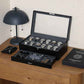 12 Slot Matte Black Watch Box with Valet Drawer