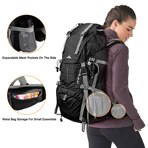 50L Hiking Backpack with Rain Cover for Both Men & Women