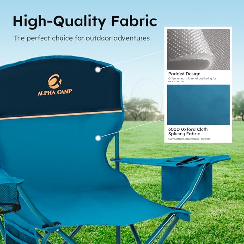 2 Pack Folding Camping Chair with Cooler Bag & Lumbar Support (2 Count)