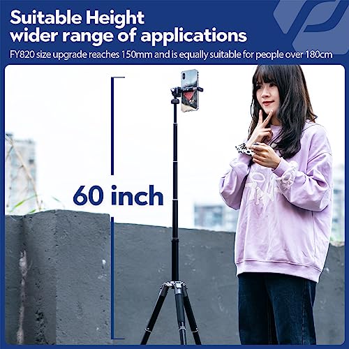 Mini Tripod 60" Lightweight Compact Travel Tripod with 360 Degree Ball Head Phone Mount Detachable Selfie Stick