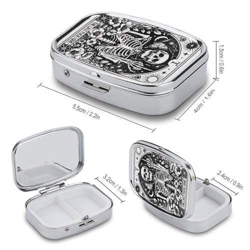 Metal 2 Compartment Pill Organizer Travel Friendly Portable Compact Pill Box Cute Pill Case to Hold Vitamins