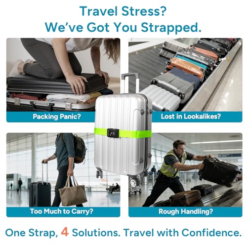 2 Pack Luggage Straps for Suitcases with TSA Lock