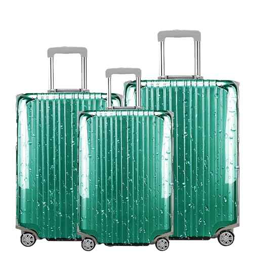3-Piece Set (20/24/28 Inch) Clear Suitcase Cover (Gray Trim) (3 Count)