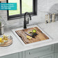 Bellucci 18 inch Granite Workstation Drop In Top Mount Single Bowl Kitchen Sink in White with Accessories