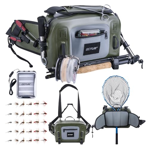 Waterproof Fishing Waist Pack & 30pcs Flies