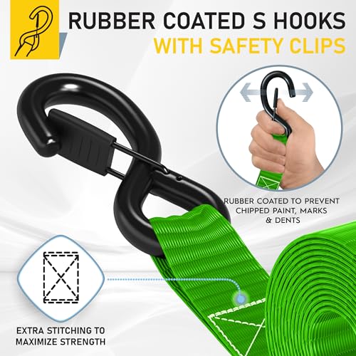 Heavy Duty Ratchet Straps & Soft Loops (4 Count)