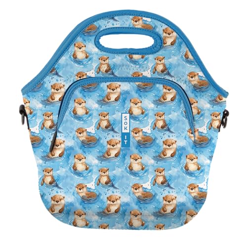 LunchTote Zippered Bag Insulated Neoprene Caddy (Otterly Adorable / X-Large 6.5 Quart Lunch Tote)