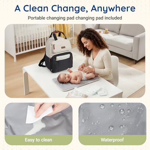 Diaper Bag Backpack Travel Baby Bag with Changing Pad for Mom Dad