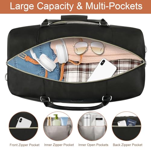Weekender Bag for Women 21.5" Travel Duffel Large Carry On Bag 3PCS (3 Count)