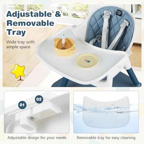 High Chair 5 in 1 Convertible Highchair for Babies & Toddlers