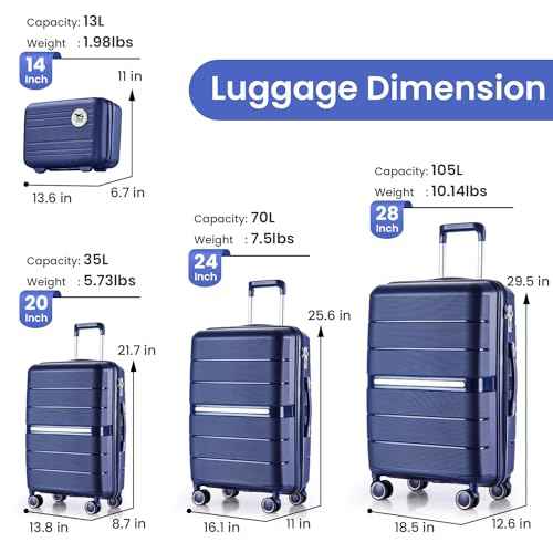4 Piece Expandable Hardshell Pink Luggage Sets with Spinner Wheels (3 Set)