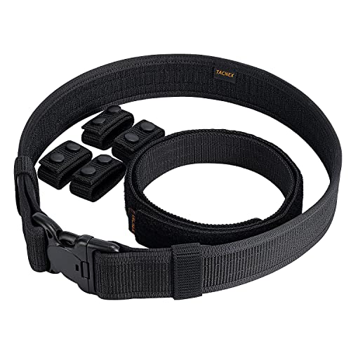 Duty Belt w Hook Lining 4 Keepers Police Law Enforcement Correctional Officer Security Black Nylon Outer Inner Belt S