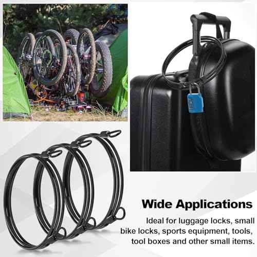 12 Pack Security Cable Luggage Lock with Loops 4 ft 3mm Braided Steel Coated Bike Cable Wire Double Loop Anti Theft Safety for U Lock (12 Count)