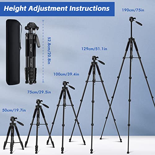 75in Aluminum Lightweight Travel Tripod for DSLR Camera Phone iPad