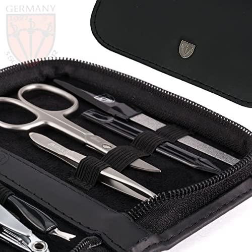 brand quality 8 piece manicure pedicure grooming kit set for professional nail care with genuine leather case black