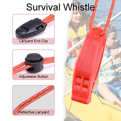 4 Pack Emergency Whistles with Adjustable Reflective Lanyard