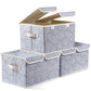 Large Foldable Storage Bins with Lids Fabric Decorative Storage Box Cubes Organizer Containers Baskets with Cover Handles Removable Divider for Home Bedroom Closet 17.3x11.8x9.8 Inch 3 Pack (3 Count)