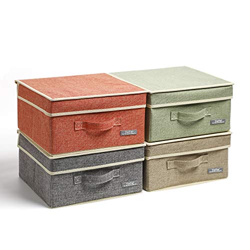 Fabric Storage Bins with Lids Small 4 Pack (4 Count)