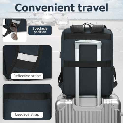 Vintage Backpack Travel Laptop Backpack with usb Charging Port for Women & Men College Backpack Fits 15.6 Inch Laptop Blue Brown