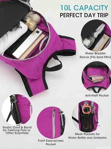Foldable Small Hiking Backpack with 3 Strap Pockets