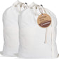 LFH Home Cotton Canvas Large Laundry Bag with Handle, Heavy Duty Drawstring Closure Washable Laundry Bags, School Travel, Home, Hotel, College Dorm, Organizer Sack, Toy Clothes 28x40 (Pack of 2)-White