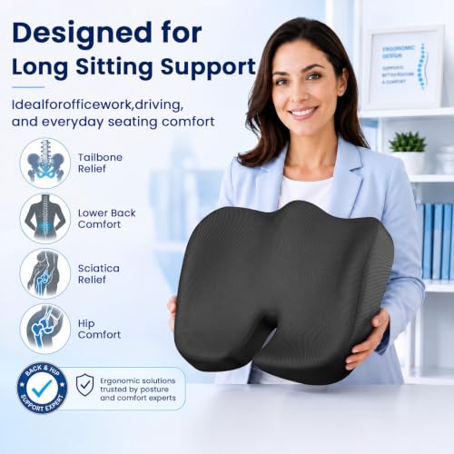 Seat Cushion XL Large Memory Foam Cushion for