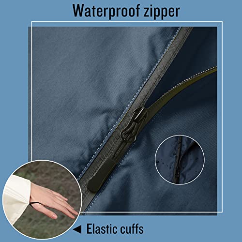 Adult Rain Poncho Waterproof Hooded Zipper Raincoat with Pockets
