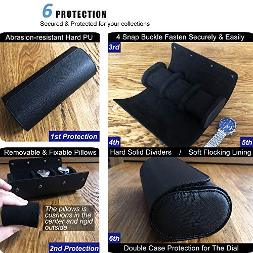 Longjet Watch Roll Travel Case for Men Portable Watches Organizer Box
