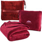 Premium Soft Travel Blanket Pillow Airplane 2 in 1 Combo Warm Red